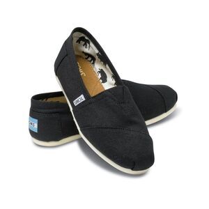 NWT TOMS Womens Black Padded Goring Round Toe Slip On Alpargata Shoes 5